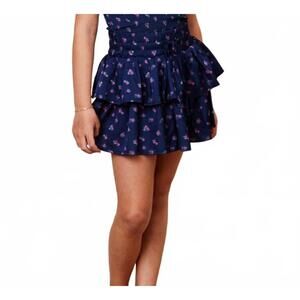 NEW THEME willow satin mini skirt in navy rose